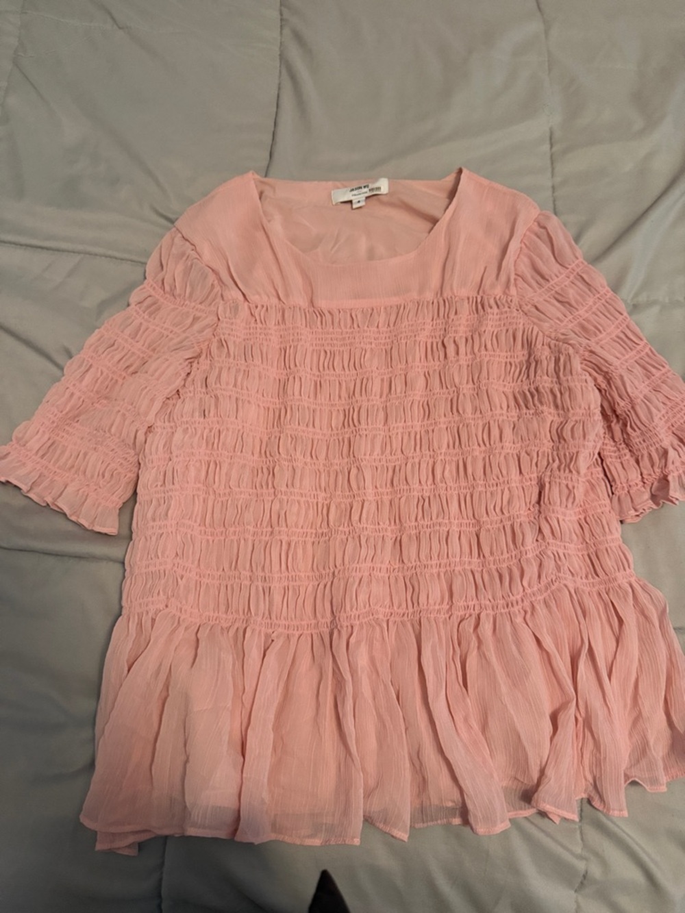 Jason Wu Light Pink Smocked Peasant Blouse